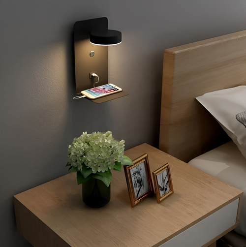 ShelfGlint | Lampa ścienna – Minimalistyczny design z ładowaniem USB