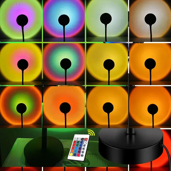 SunsetAura | Lampa projekcyjna LED – Efekt zachodu słońca z pilotem