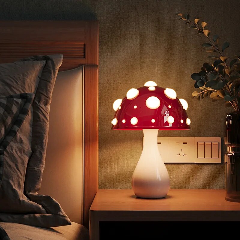 Lampa Stojąca do Salonu w Kształcie Grzyba z Ciepłym Światłem LED