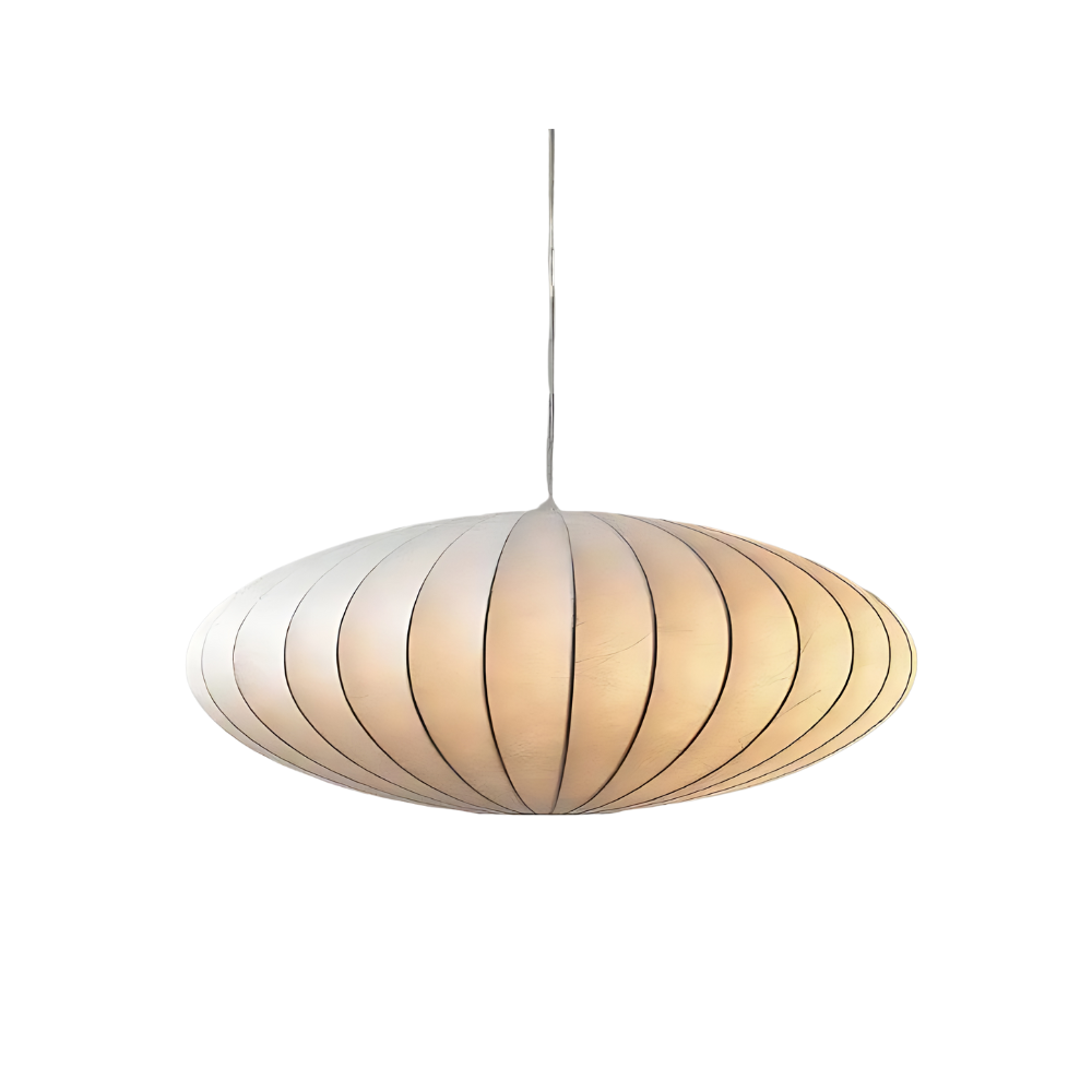 Lampa Wisząca Japandi - Elegancka Lampa do Salonu z Sztucznej Jedwabnej Tkaniny