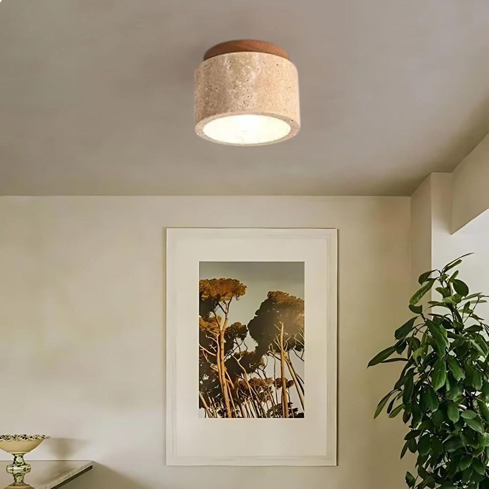 Żółta Marmurowa Dekoracja Wnętrz - Elegancki Styl Japandi i Boho 30x30 cm
