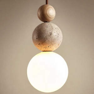 Kremowo-Biały-Drewno AuraStone | Lampa wisząca – subtelne oświetlenie w stylu premium Kremowo-Biały-Drewno Lumiera