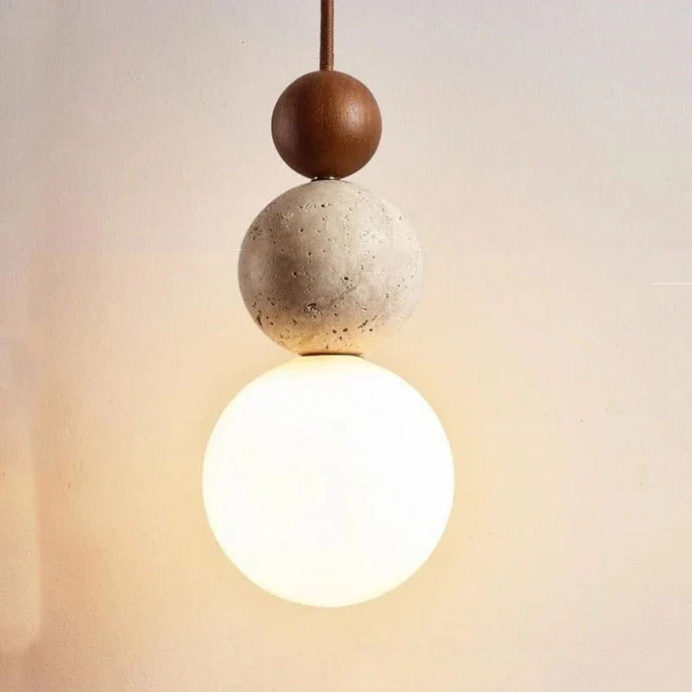 Kremowo-Biały-Orzech AuraStone | Lampa wisząca – subtelne oświetlenie w stylu premium Kremowo-Biały-Orzech Lumiera