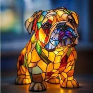 Bulldog w pozycji siedzącej BrightPaws | Lampa LED – nastrojowe oświetlenie do nowoczesnych wnętrz Bulldog w pozycji siedzącej Lumiera