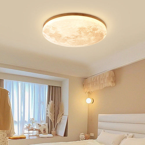 Drewno GlowCrest | Lampa Sufitowa – Nowoczesny Okrągły LED Design Drewno Lumiera