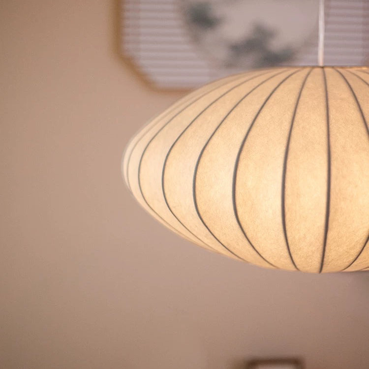 KyotoLume | Lampa Wisząca – Elegancka lampa z jedwabnej tkaniny Lumiera