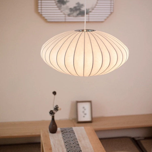KyotoLume | Lampa Wisząca – Elegancka lampa z jedwabnej tkaniny Lumiera