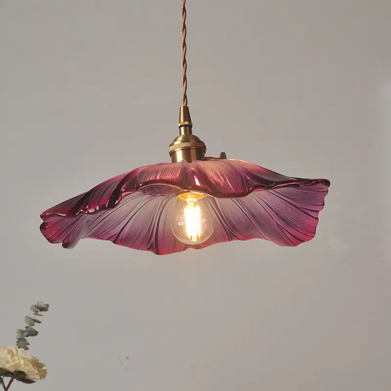 Fioletowy PetalLume | Lampa sufitowa – Kwiatowy szklany design z ciepłym blaskiem LED Fioletowy Lumiera