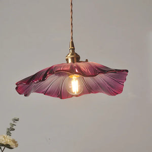 Fioletowy PetalLume | Lampa sufitowa – Kwiatowy szklany design z ciepłym blaskiem LED Fioletowy Lumiera
