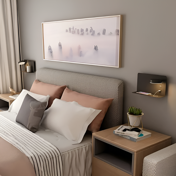 ShelfGlint | Lampa ścienna – Minimalistyczny design z ładowaniem USB Lumiera