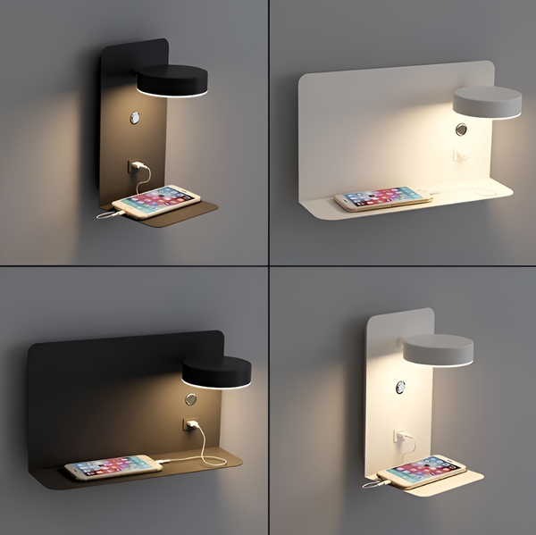 ShelfGlint | Lampa ścienna – Minimalistyczny design z ładowaniem USB Lumiera