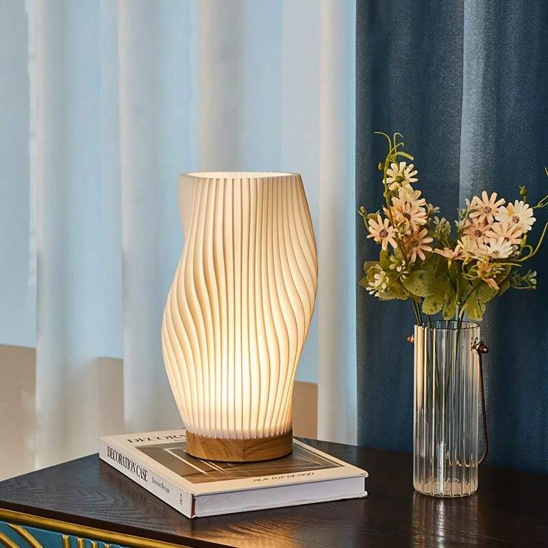 WaveLuxe | Lampka biurkowa – Falisty design ze ściemnianiem Lumiera